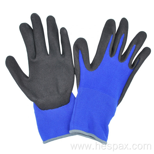 Hespax EN388 15G Nylon Sandy Nitrile Working Gloves